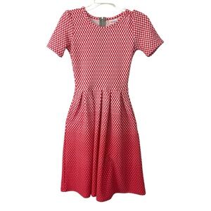 LulaRoe Amelia Dress Retro Melon Ombre Gingham Cottagecore Polka Dots
